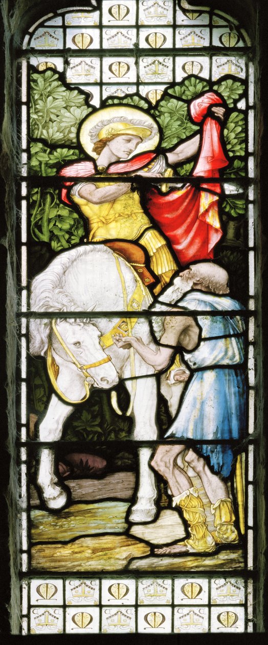 Litchborough ، St Martin ، James Powell & Sons ، John William Brown (1842-1928) ، St Martin Dividing His عباءة ، 1883 بواسطة جون ويليام براون