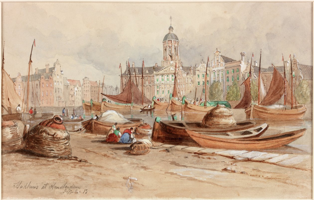Stadhuis at Amsterdam (قلم رصاص وألوان مائية على ورق) بواسطة جون ويلسون كارمايكل