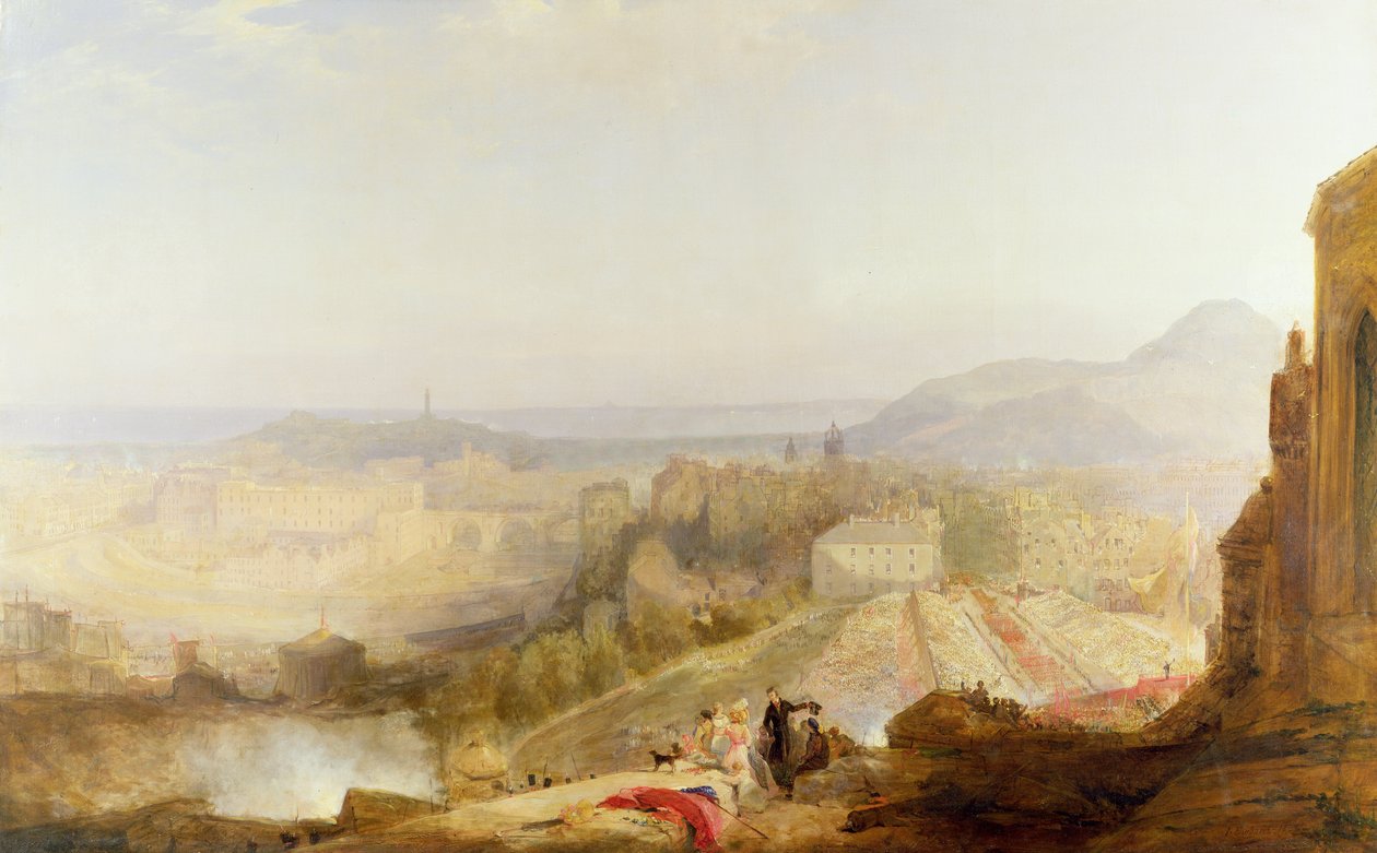 مراجعة عسكرية بمناسبة زيارة جورج الرابع لإدنبره ، 1823 بواسطة جون ويلسون Ewbank
