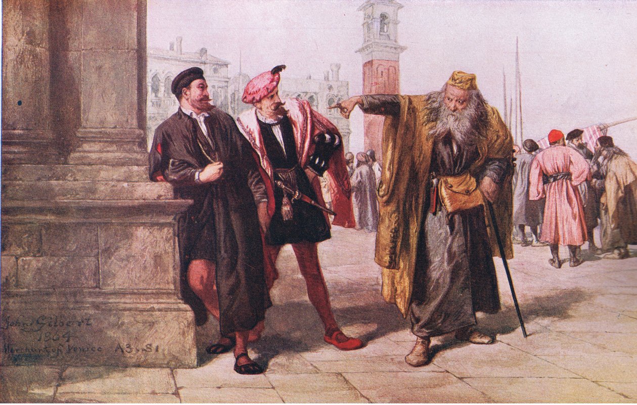 Shylocks تجيب على Salanio و Salarino ، Newnes Pictorial Knowledge Volume 7 ، 1950s بواسطة جون بعد جيلبرت