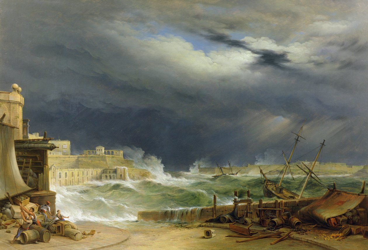 العاصفة ، مالطا ، 1850 بواسطة جون أو جيوفاني شرانز