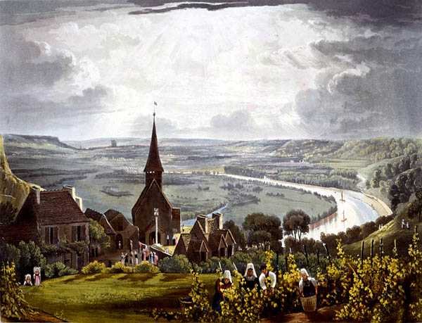 Roboise ، من "مناظر على نهر السين" ، نقشها دانيال هافيل (1785-1826) نشره آر. أكرمان 1821 (ليثو ملون) بواسطة جون (بعد) جيندال
