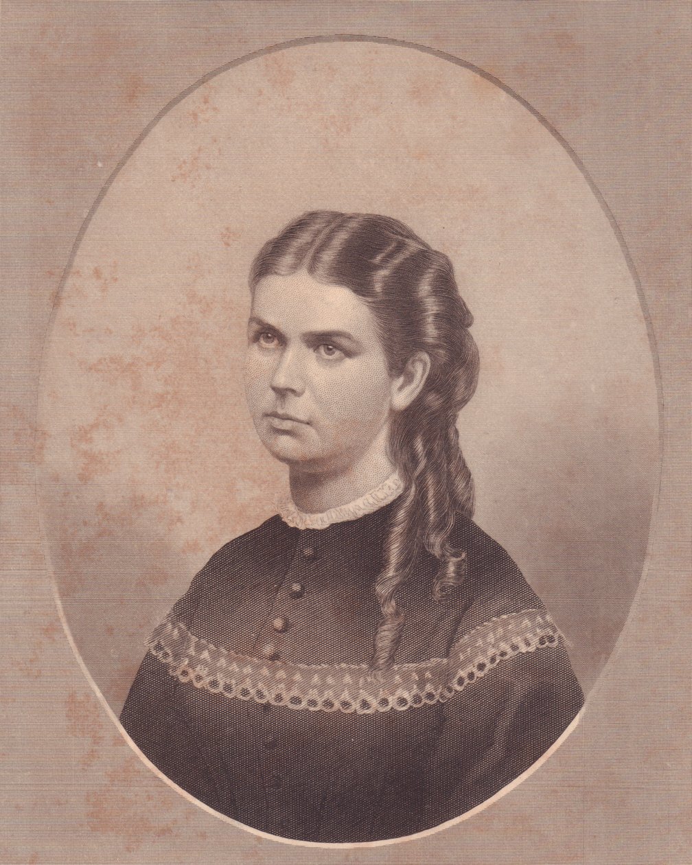 صورة أدا كينسمان (1845-1871) ، زوجة القس إدوارد أرشيبالد وانليس ، نقش بقلم إف إي جونز ، حوالي عام 1870 بواسطة والتر تشارلز ميلز