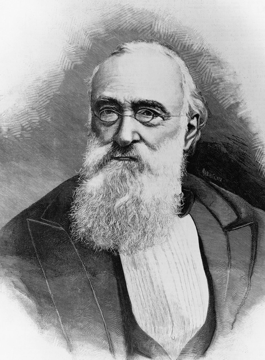 صورة لأغوستينو ديبريتيس (1813-1887) ، رجل دولة إيطالي ورئيس وزراء مملكة إيطاليا ، نقش بعد صورة لميشيل شيمبوتشي (نشط 1856-كاليفورنيا 1906) بواسطة والتر تشارلز ميلز