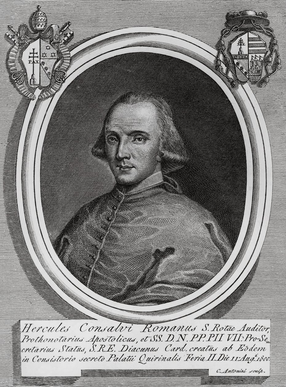 صورة إركول كونسالفي (1757-1824) ، كاردينال وسياسي إيطالي ، نقش بواسطة كارلو أنتونيني بواسطة والتر تشارلز ميلز