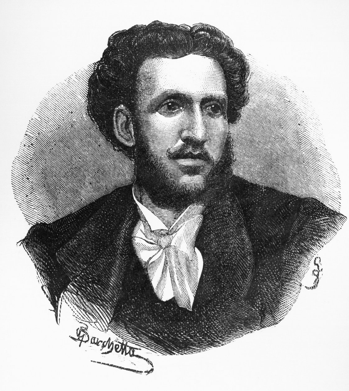 صورة لإيجينيو أوغو تارشيتي (1839-1869) ، كاتب وشاعر وصحفي إيطالي ، نقش بواسطة والتر تشارلز ميلز