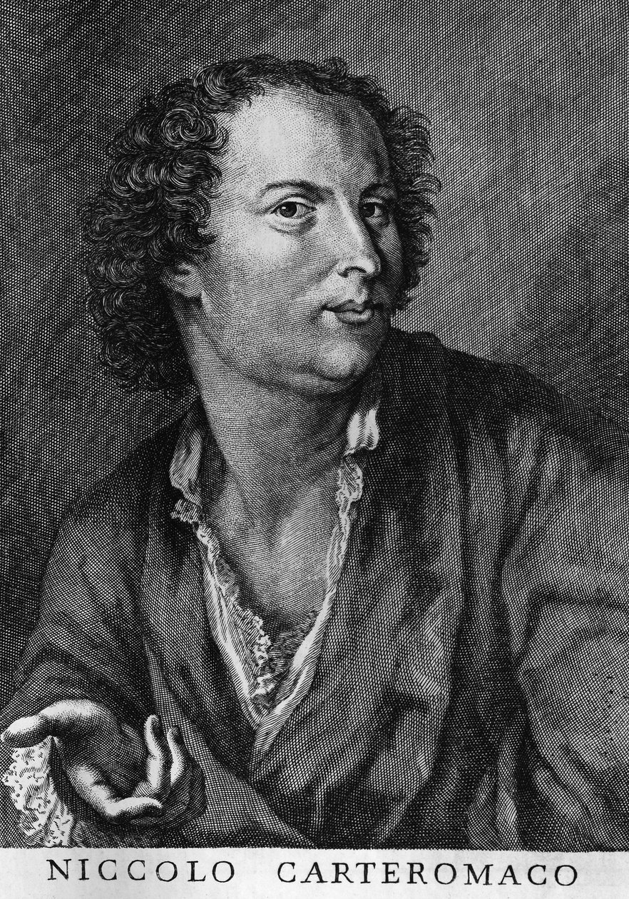 صورة لنيكولو فورتيغيري ، المعروف أيضًا باسم نيكولو كارتيروماكو (1674-1735) ، شاعر إيطالي ، نقش بواسطة والتر تشارلز ميلز