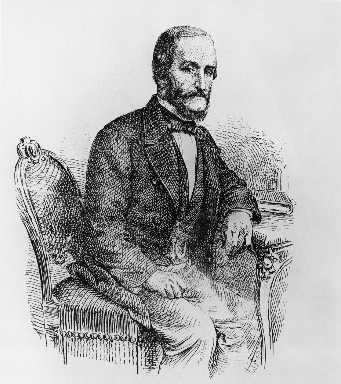 صورة رافاييل بوساكا دي غاليدورو (1810-1893) ، سياسي واقتصادي إيطالي ، نقش بواسطة والتر تشارلز ميلز