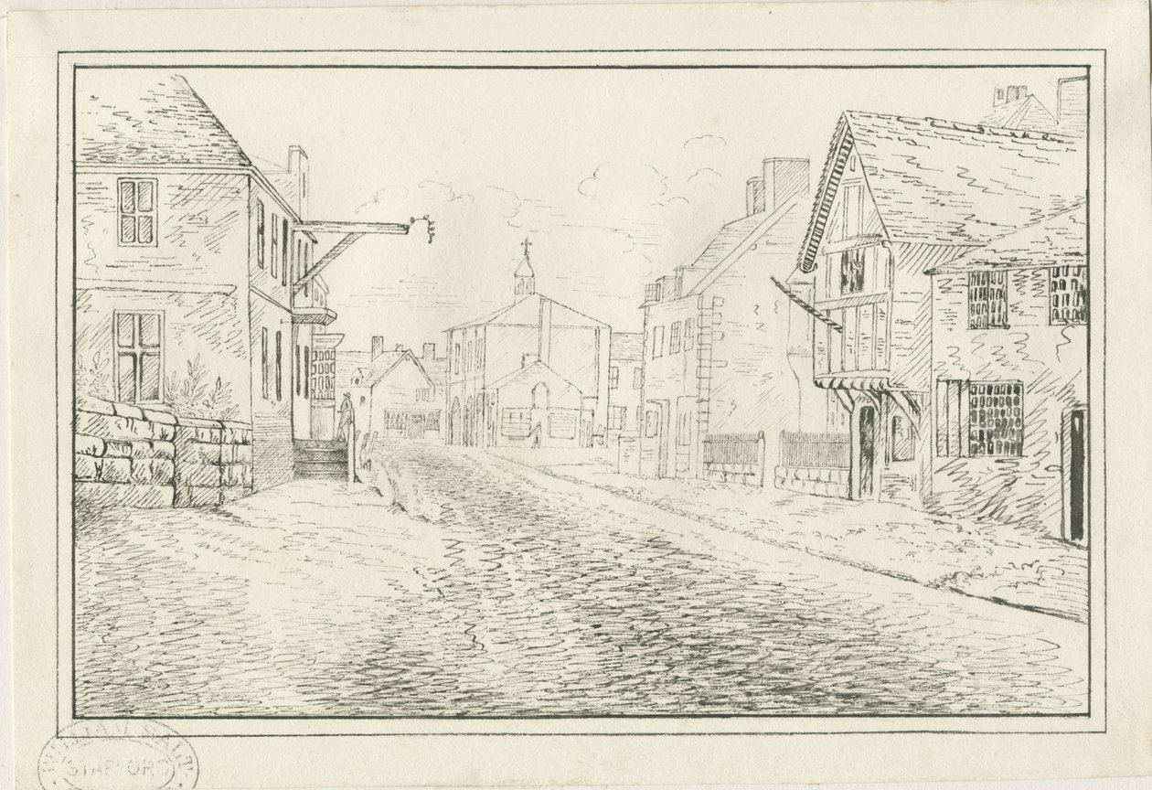 Rugeley Town - Wolseley Bridge to the Lichfield Road: الرسم بالحبر والقلم ، بدون تاريخ [1814] بواسطة جون ألبورت
