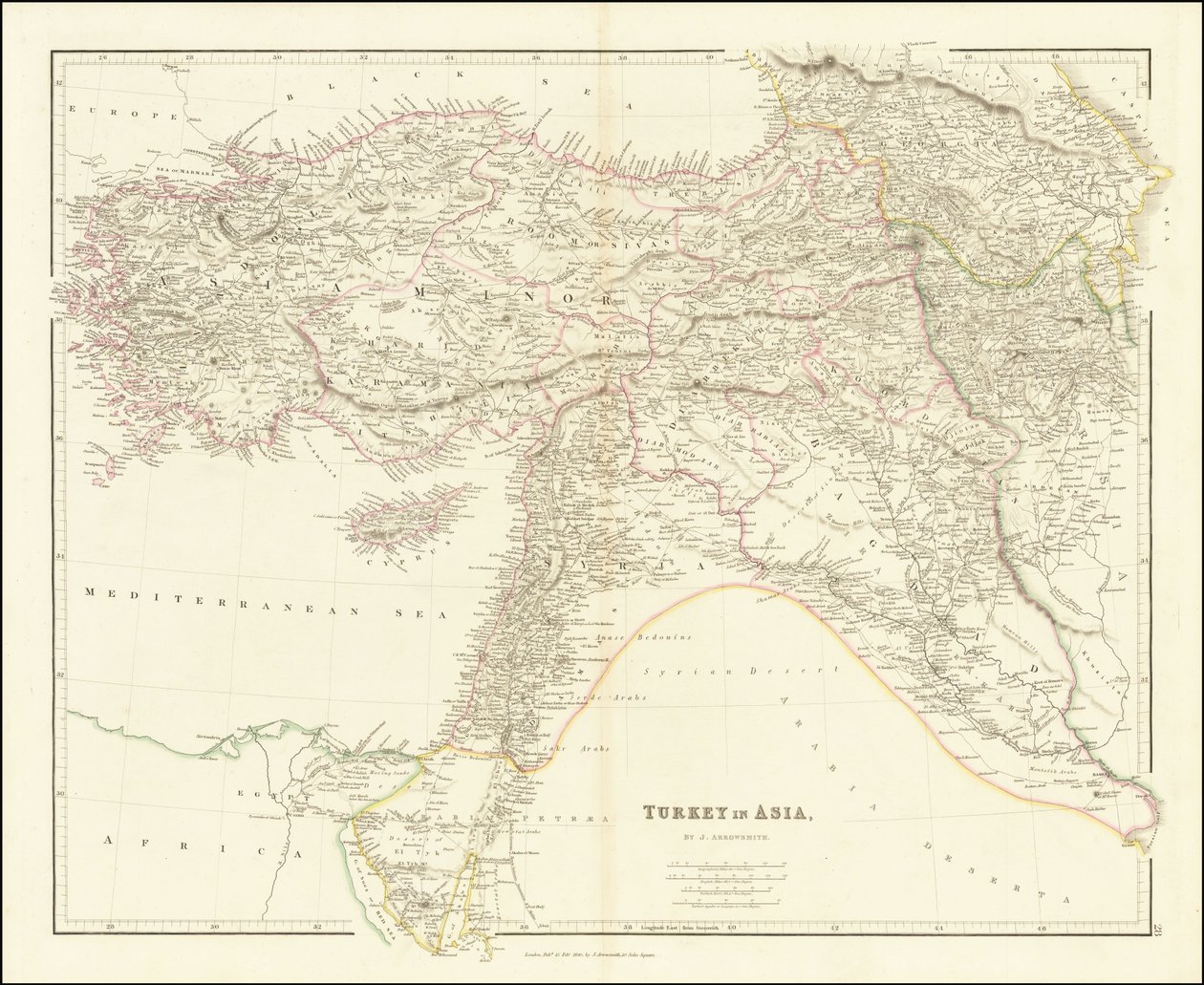 خريطة تركيا في آسيا عام 1840 بواسطة جون اروسميث