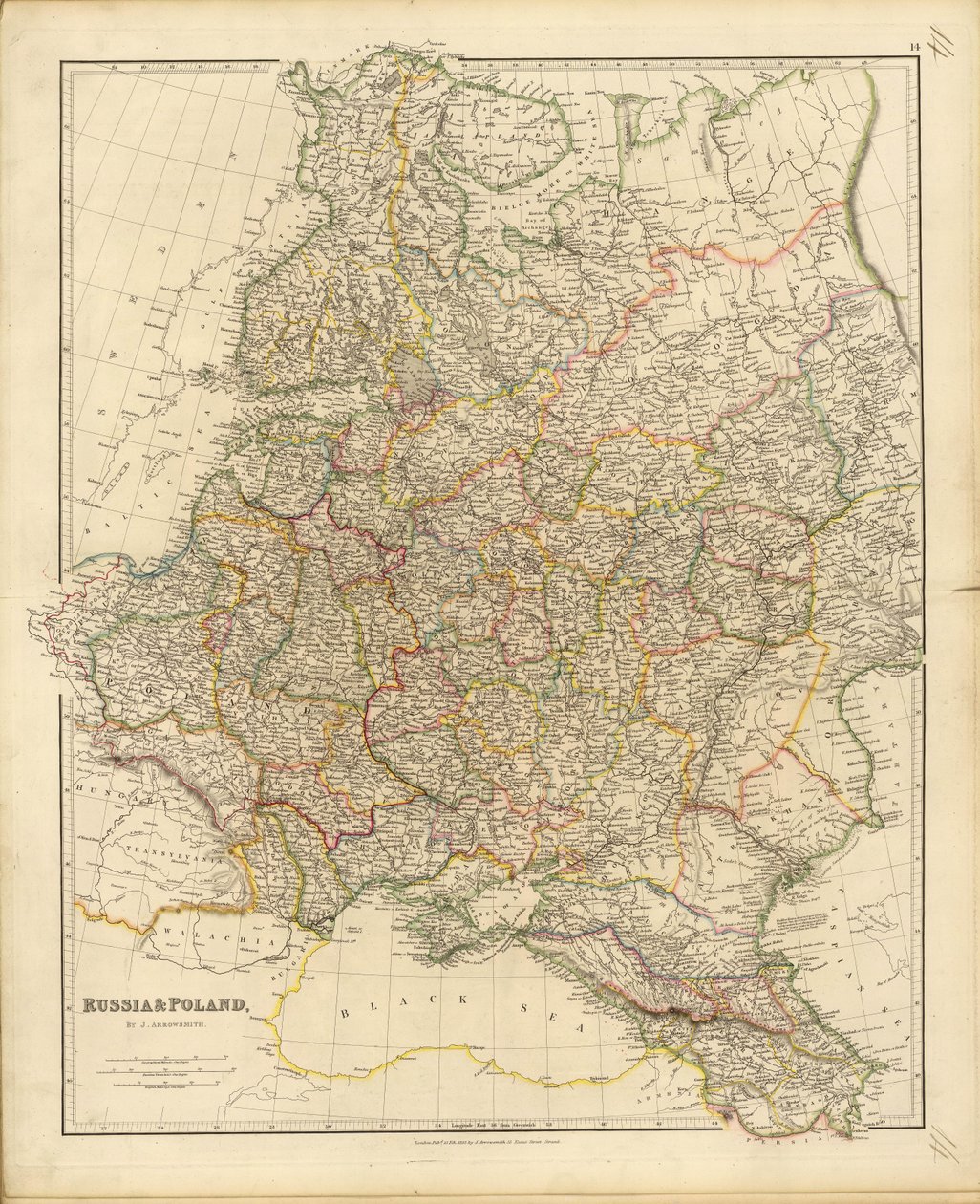 خريطة روسيا وبولندا ، 1832. بواسطة جون اروسميث