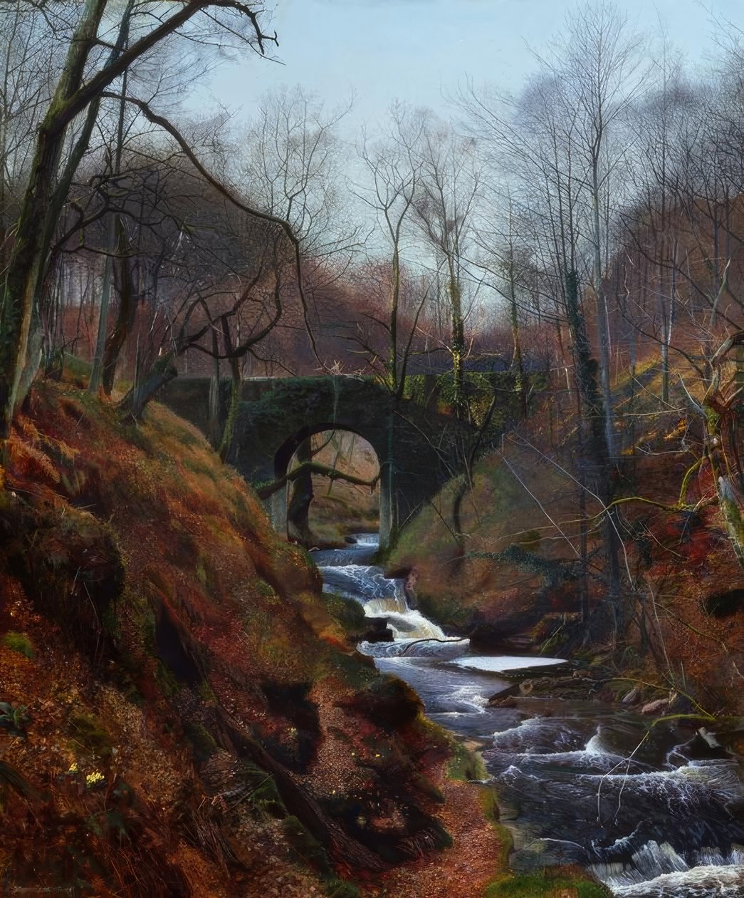 ^ Bards ، Ghyll Beck - painting ، 1867 ، v. JAGrimshaw بواسطة جون اتكينسون جريمساو