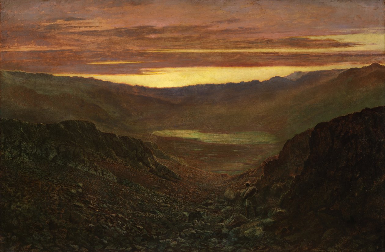 Fleetworth Hollow و Tarn من Green Gable Fell at Twilight (زيت على قماش) بواسطة جون اتكينسون جريمساو