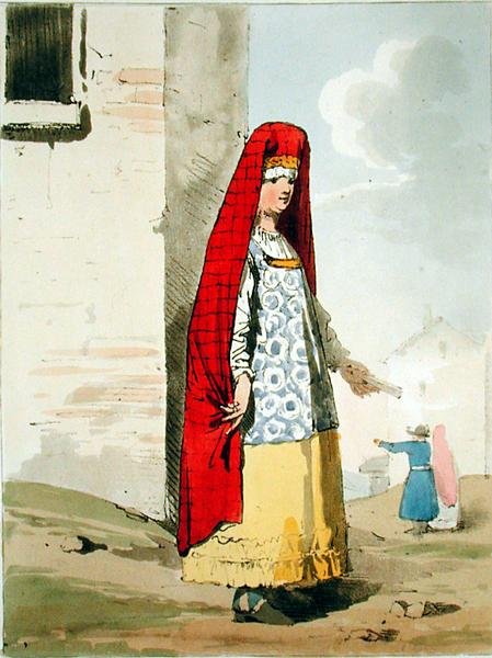 تم نشر زوجة التجار ، محفوراً بالفنان ، 1804 (انظر أيضًا 169211) بواسطة جون أوغستوس أتكينسون