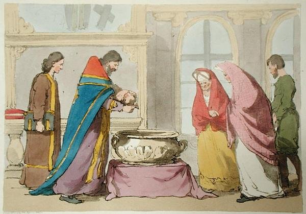 المعمودية ، محفور من قبل الفنان ، نشر 1804 (لون ليثو) بواسطة جون أوغستوس أتكينسون
