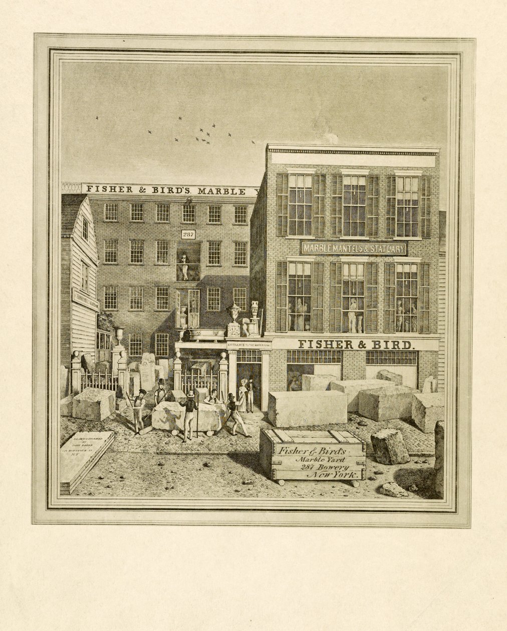 فيشر آند بيردز ماربل يارد ، حانة. 1836 (نقش) بواسطة جون بيكر