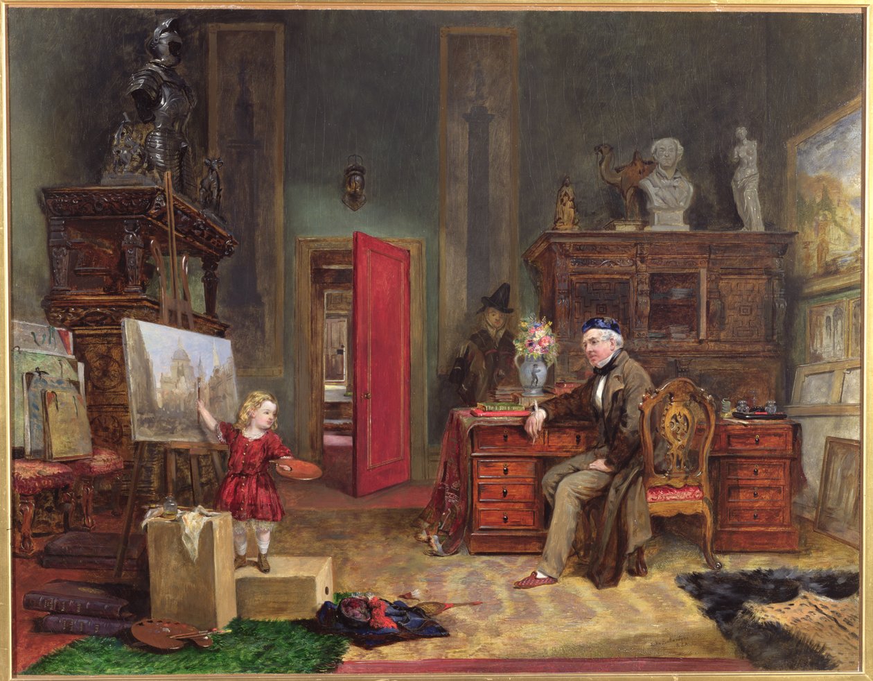 ديفيد روبرتس (1796-1864) وحفيدته في مرسمه ، 1866 بواسطة جون بالانتاين
