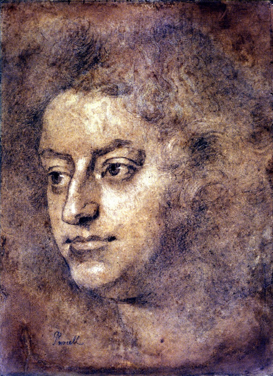 صورة هنري بورسيل (1659 - 1695) ، مؤلف موسيقي إنجليزي. لوحة منسوبة إلى السير جون كلوسترمان. الطباشير الأسود. 1695. لندن ، معرض الصور الوطني. بواسطة جون بابتيست كلوسترمان