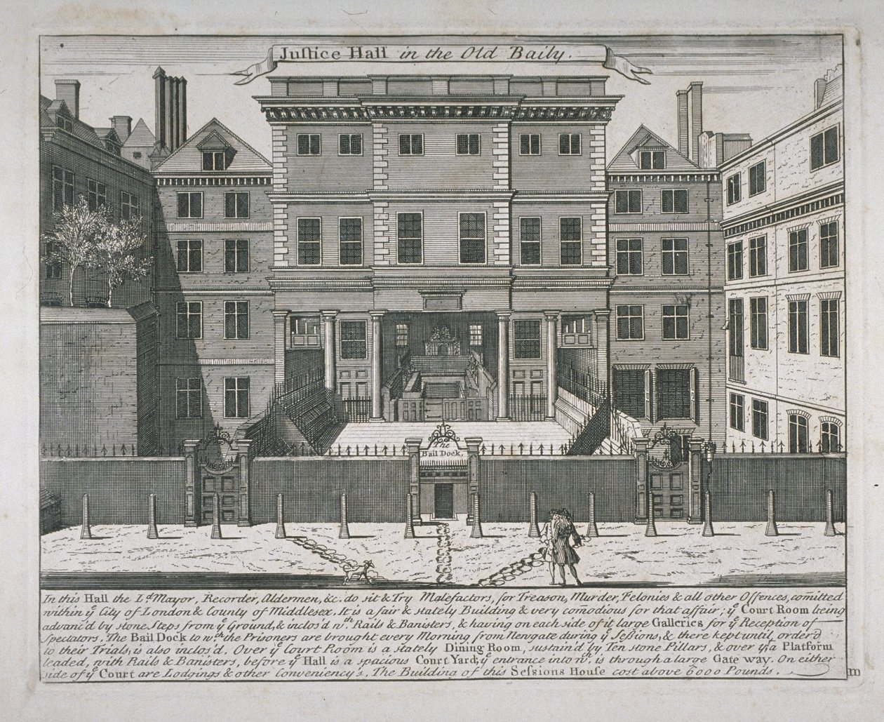 منظر لقاعة العدالة ، Old Bailey ، c.1740 بواسطة جون بولز