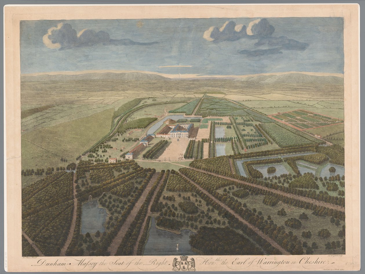 Gezicht op Dunham Massey في شيشاير دونهام ماسي مقعد الحق في هون: بلي إيرل وارينجتون في شيشاير (العنوان على الكائن) بواسطة جون بويدل