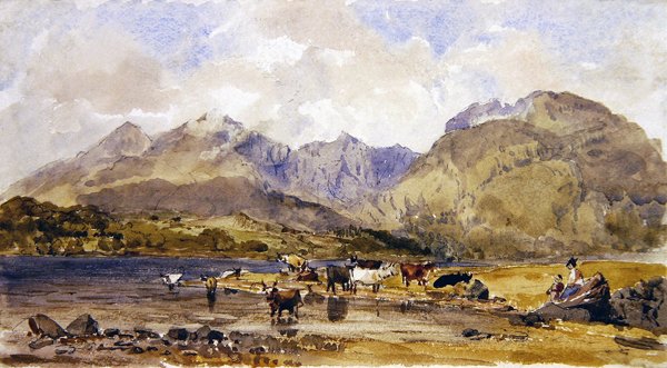 بحيرة لوخ ، اسكتلندا (ألوان مائية على ورق) بواسطة جون بريت