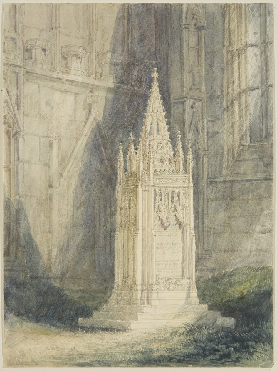 Design for Chatterton Cenotaph in St Mary Redcliffe Church (watercolor & bodycolour over pencil, with chalk & scratching out, on paper) بواسطة جون بريتون