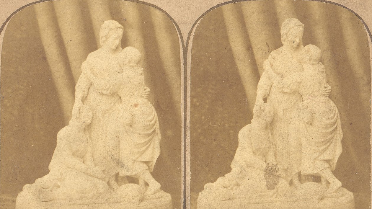 زوج من مناظر مجسمة مبكرة للتماثيل البريطانية ، 1850-1910 بواسطة جون براوننج