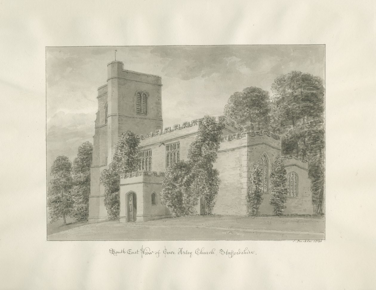 Arley Church: sepia drawing بواسطة جون باكلر