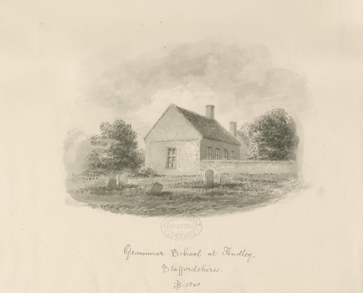 Audley Grammar School: sepia drawing بواسطة جون باكلر