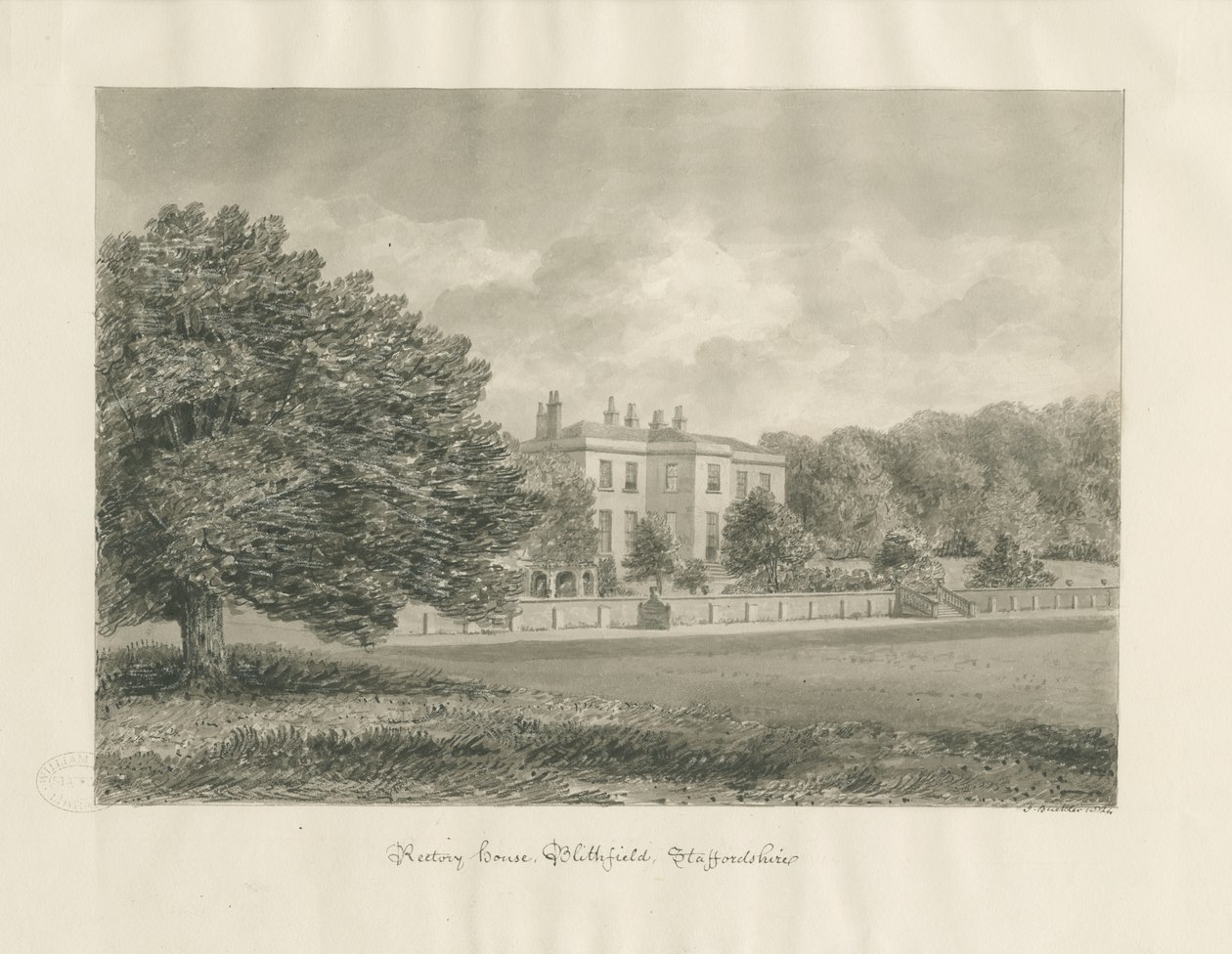 Blithfield - Rectory: رسم بني داكن بواسطة جون باكلر