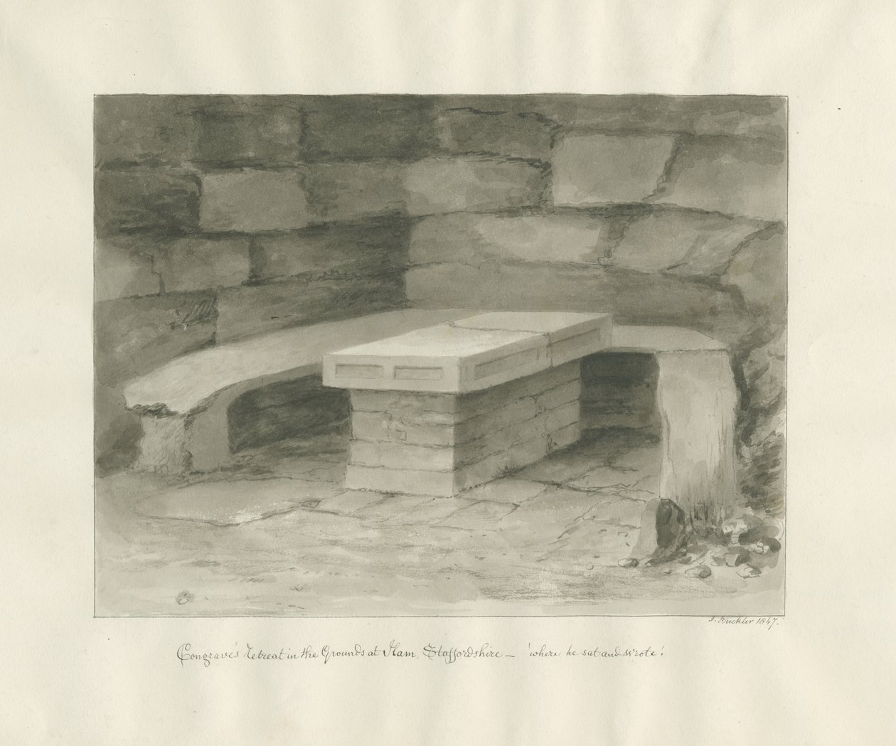 قاعة إيلام - "Congrave&39;s Retreat": رسم بني داكن بواسطة جون باكلر