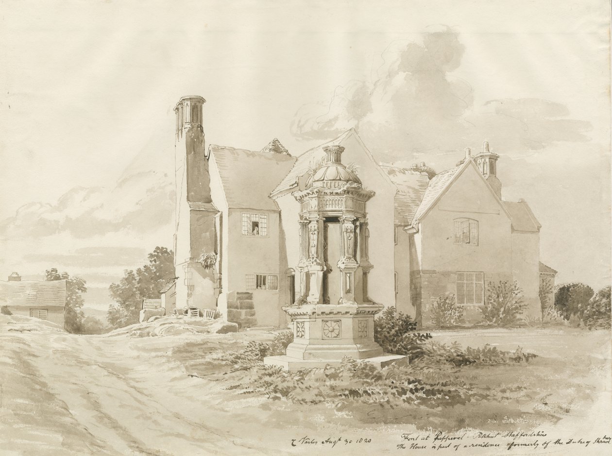 Patshull - Pepperhill: رسم غسل بني داكن ، 30 أغسطس 1820 بواسطة جون باكلر