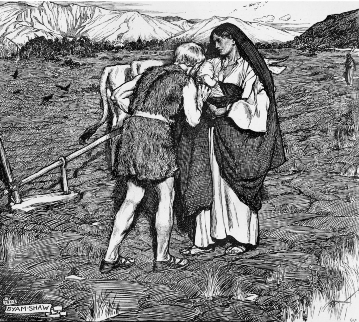 رسم توضيحي لـ "لؤلؤة العذراء: قصة سقوط القدس" بقلم إتش رايدر هاغارد ، من "الرسم" 19 يوليو 1902 بواسطة جون بيام ليستون شو