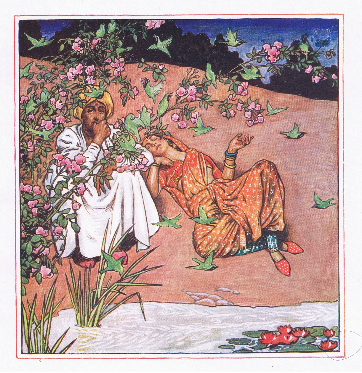 الحب بخفة ، التوضيح من The Garden of Kama (وكلمات أخرى من الهند) ، 1920 بواسطة جون بيام ليستون شو