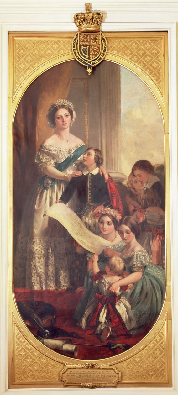 الملكة فيكتوريا (1819-1901) مع ألبرت إدوارد ، أمير ويلز ، فيكتوريا ، الأميرة الملكية وأعضاء آخرين من العائلة الملكية ، 1864 بواسطة جون كالكوت كوب