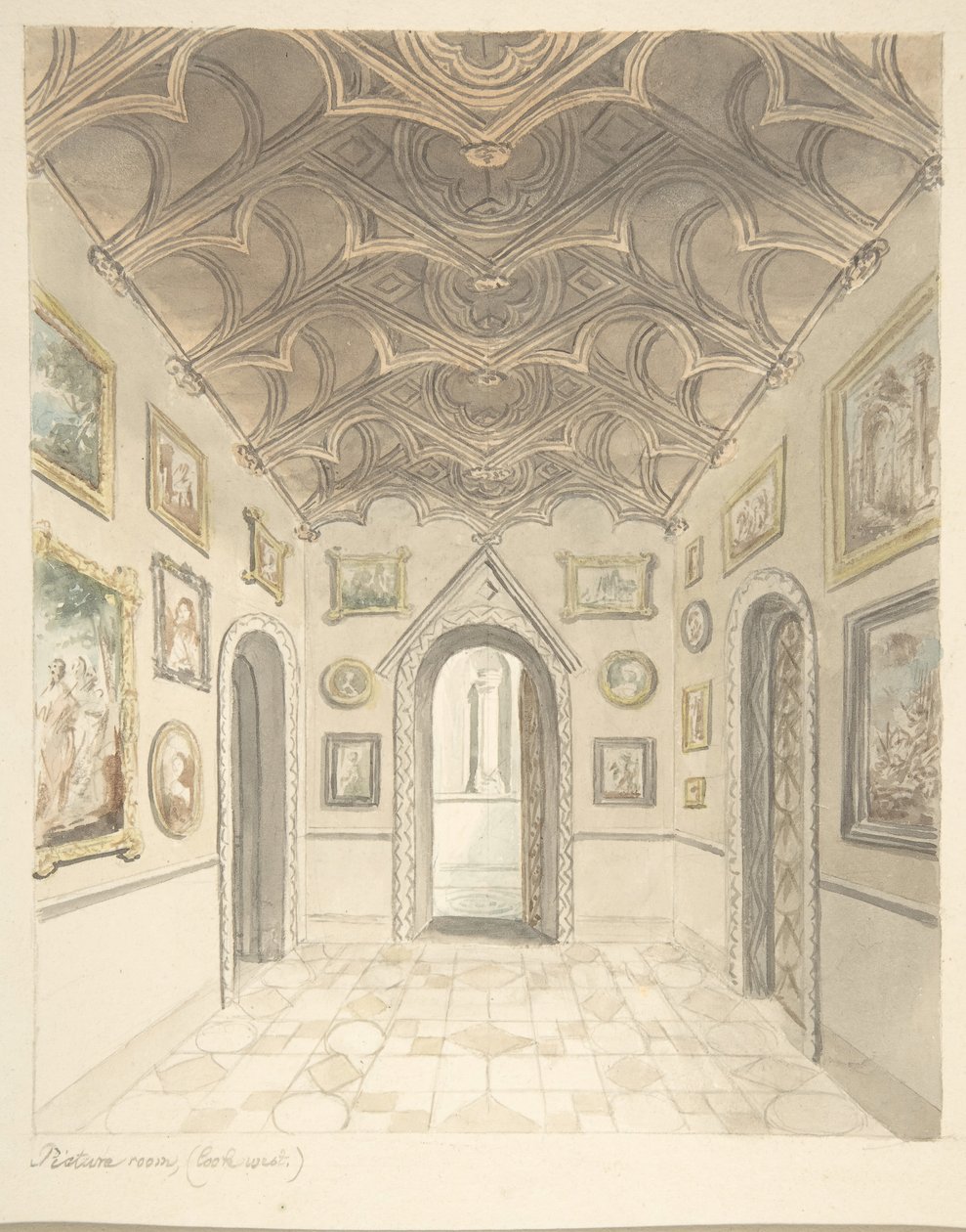 Lea Castle ، Worcestershire ، غرفة الصورة ، النظر إلى الغرب ، كاليفورنيا. 1816. بواسطة جون كارتر.