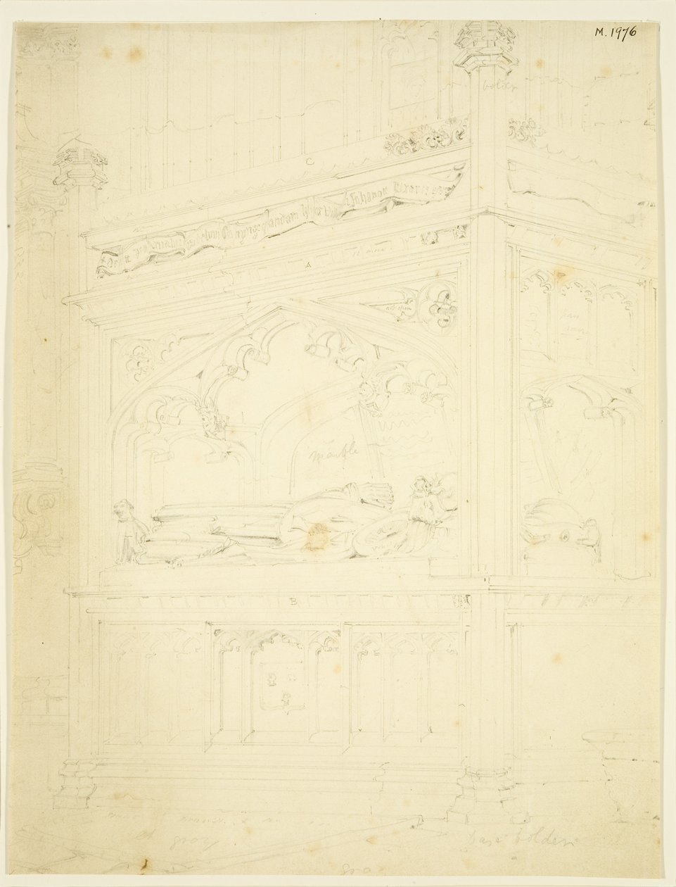 نصب تذكاري لـ William Canynges في St Mary Redcliffe (قلم رصاص وألوان مائية على ورق) بواسطة جون كارتر