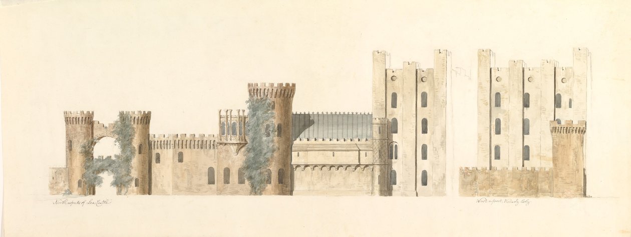 الجوانب الشمالية لقلعة ليا والجانب الغربي من ولفيرلي ، كوكلي ، ورسيستيرشاير ، كاليفورنيا. 1816. بواسطة جون كارتر.