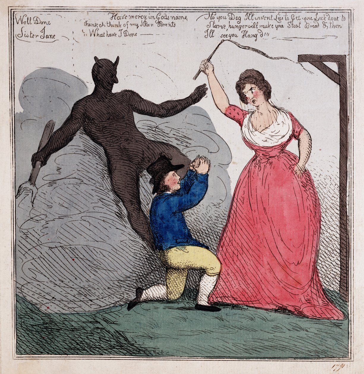 الأخت جين ، حوالي 1791 (نقش ملون يدويًا) بواسطة جون كاوس