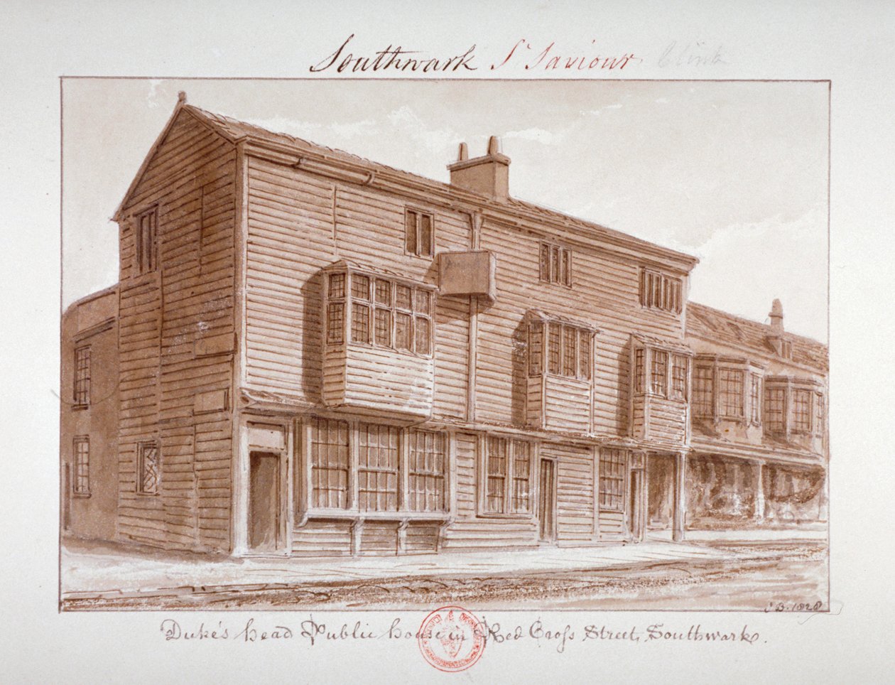 'Duke's Head Public House in Red Cross Street، Southwark'، London، 1828 بواسطة جون شيسيل بكلر