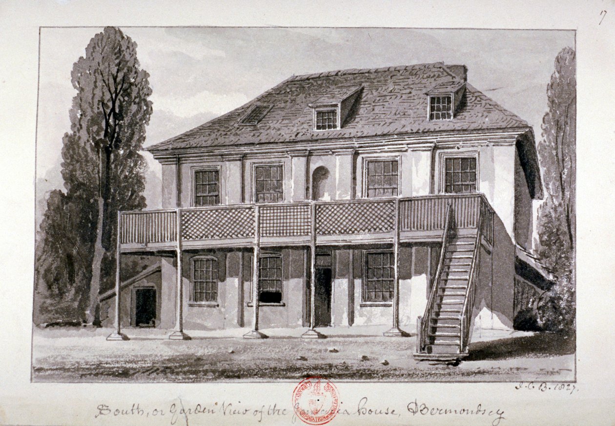 جامايكا هاوس ، Cherry Garden Street ، Bermondsey ، London ، 1827 بواسطة جون شيسيل بكلر