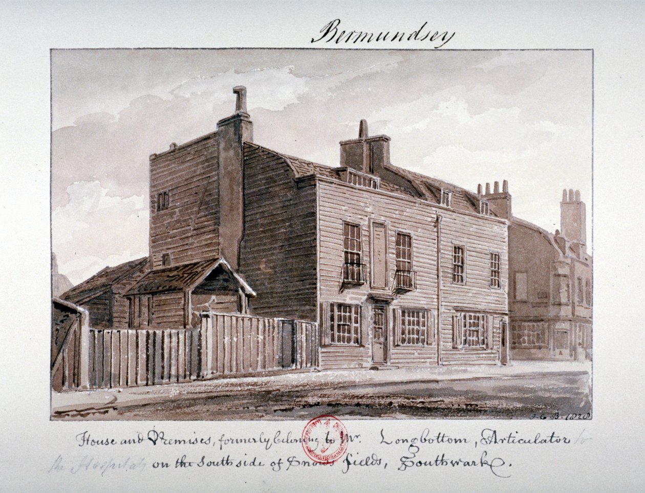 منظر للمنازل على الجانب الجنوبي من Snowsfields ، Bermondsey ، لندن ، 1828 بواسطة جون شيسيل بكلر