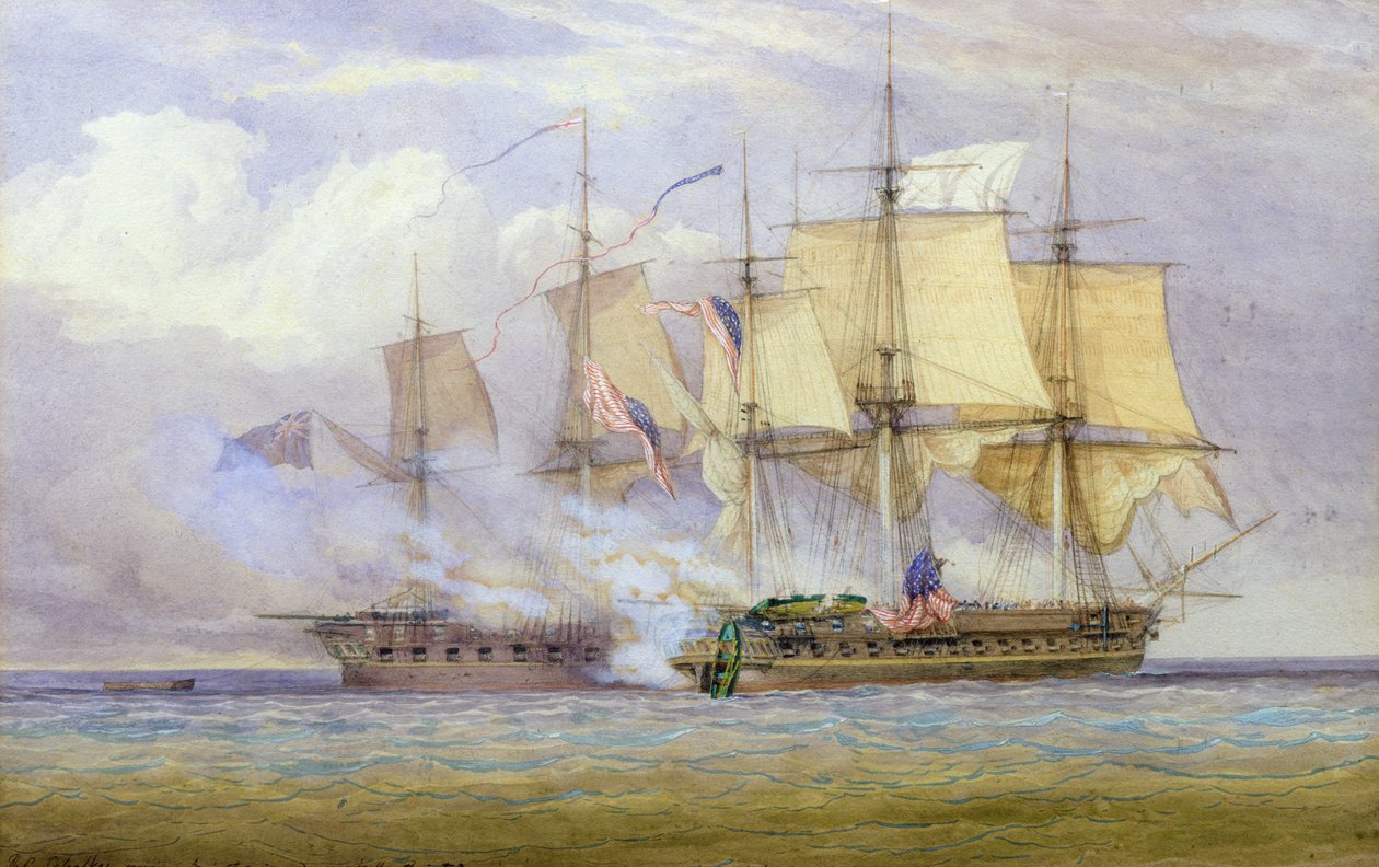 لحظة النصر بين سفينة شانون وسفينة تشيسابيك الأمريكية في 1 يونيو 1813 ، 1857 بواسطة جون كريستيان شيتكي