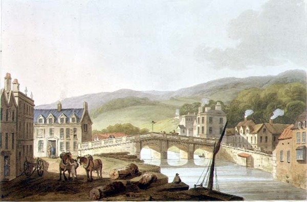 Old Bridge ، من "Bath Illustrated by a series of Views" ، نقش بواسطة حانة John Hill (1770-1850). بواسطة وليام ميلر بواسطة جون كلود (بعد) ناتيس