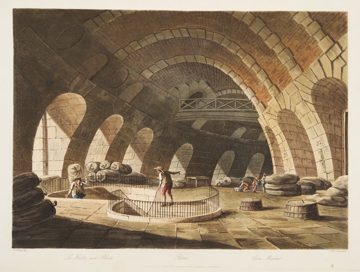 سوق الذرة ، توضيح من فرساي ، باريس وسانت دينيس ، حانة. 1805 (أكواتينت) بواسطة جون كلود ناتس