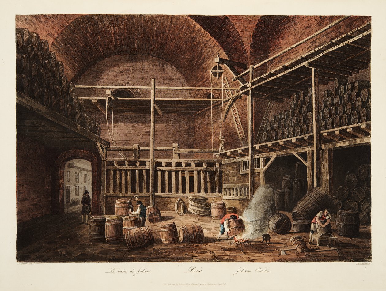 حمامات جوليانس ، توضيح من فرساي ، باريس وسانت دينيس ، حانة. 1809 (أكواتينت) بواسطة جون كلود ناتس