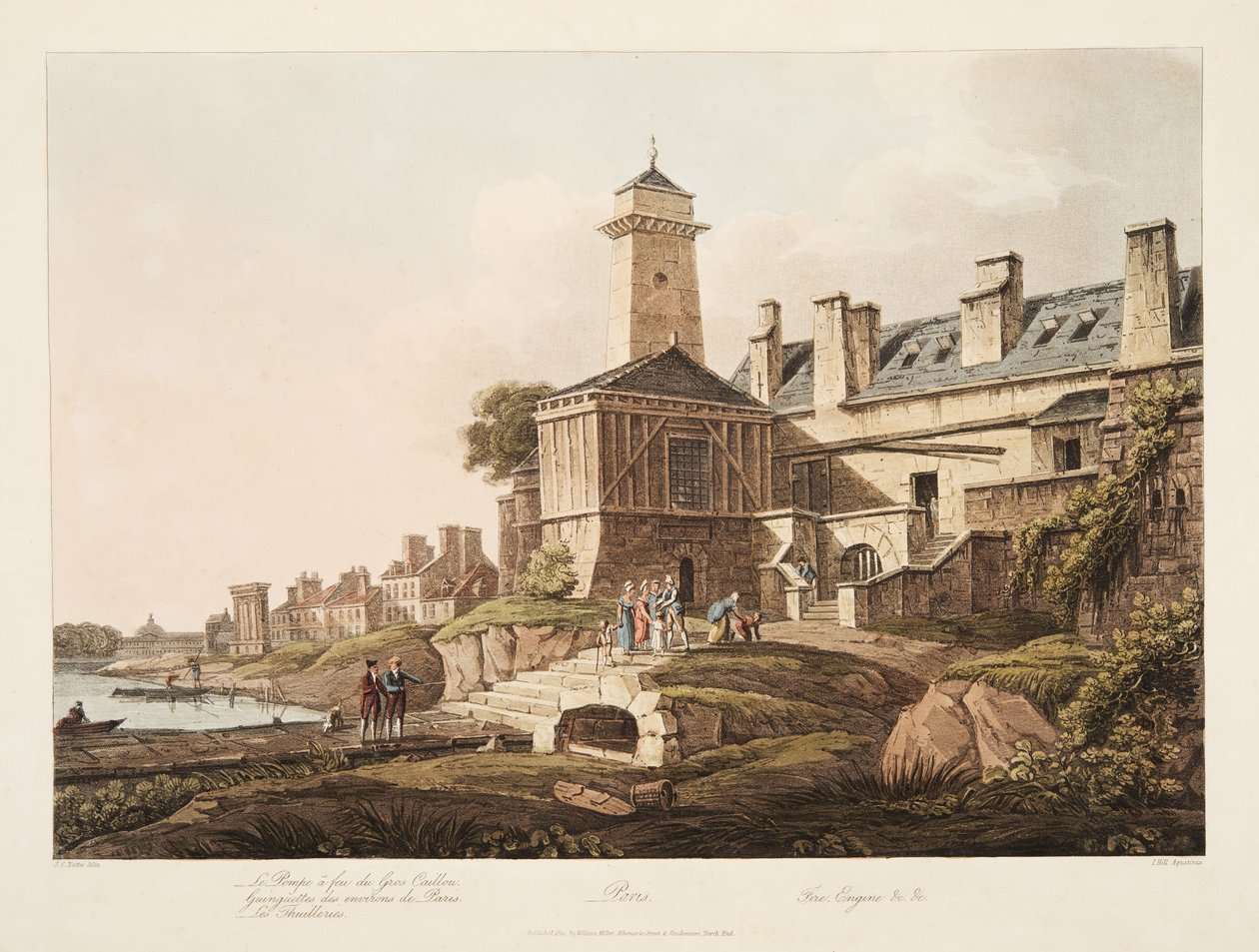 باريس ، محرك إطفاء ، رسم توضيحي من فرساي ، باريس وسانت دينيس ، حانة. 1809 (أكواتينت) بواسطة جون كلود ناتس