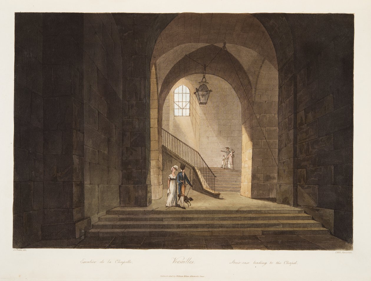 سلم يؤدي إلى الكنيسة ، صورة توضيحية من فرساي وباريس وسانت دينيس ، حانة. 1806 (أكواتينت) بواسطة جون كلود ناتس