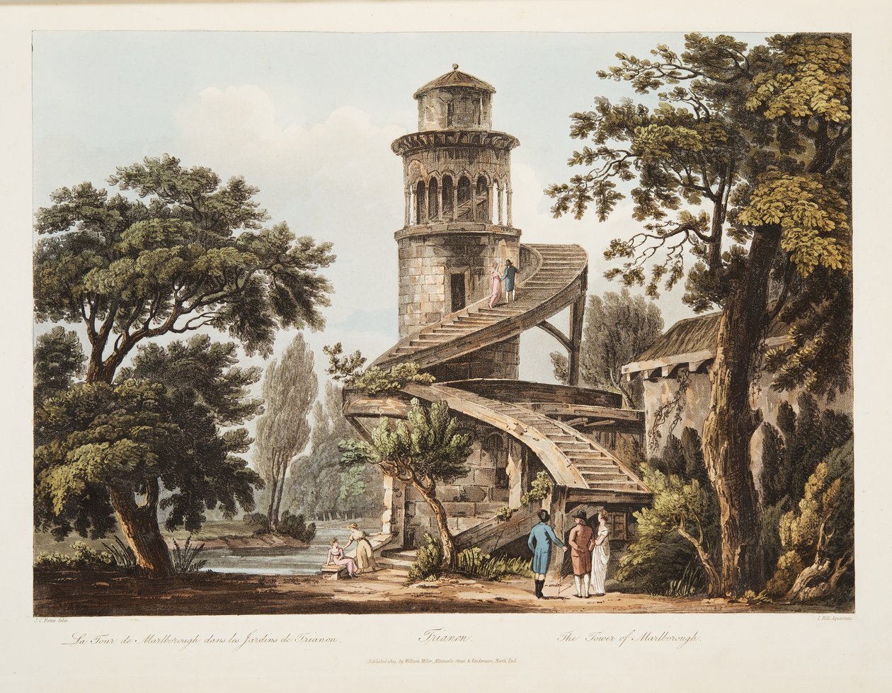 تريانون ، برج مارلبورو ، التوضيح من فرساي ، باريس وسانت دينيس ، حانة. 1809 (أكواتينت) بواسطة جون كلود ناتس
