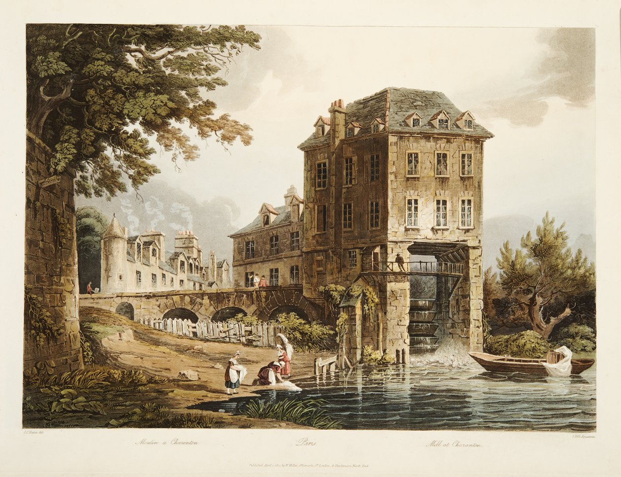مطحنة في شارنتون ، رسم توضيحي من فرساي وباريس وسانت دينيس ، حانة. 1807 (أكواتينت) بواسطة جون كلود بعد ناتس